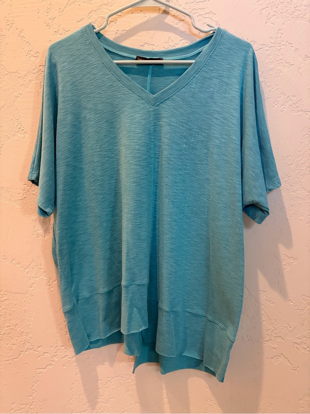 Nally & Millie Aqua V-Neck Short Sleeve Top